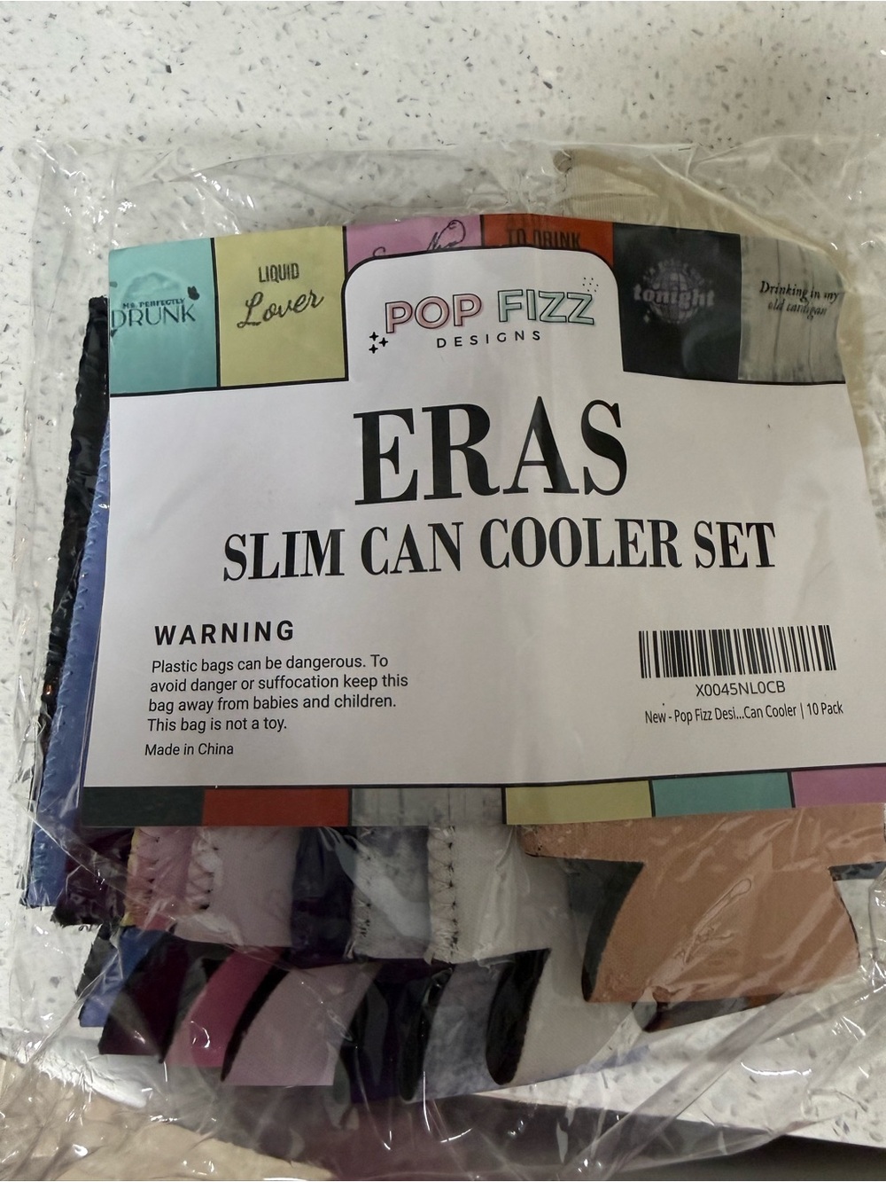 10-pack Pop Fizz Taylor Swift ERAS Slim Can Cooler Set - Multi Color